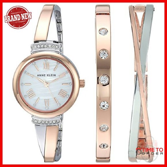 Premium Crystal Accent Bangle Watch Set, Japanese Quartz, Water Resistant main image 4